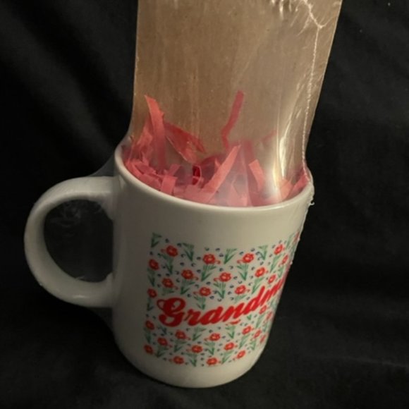 1992 Grandma Mug Set Red Green Floral Design White Mug Pad Pencil NWOT - Picture 5 of 7